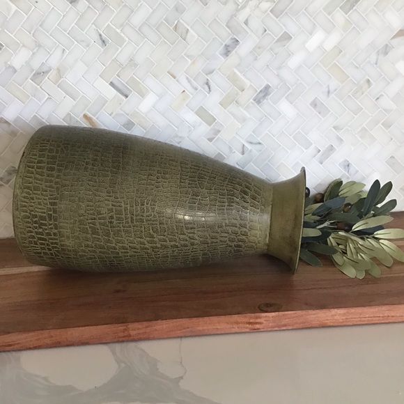 Decorative Green Rustic Metal Vase - Picture 2 of 4
